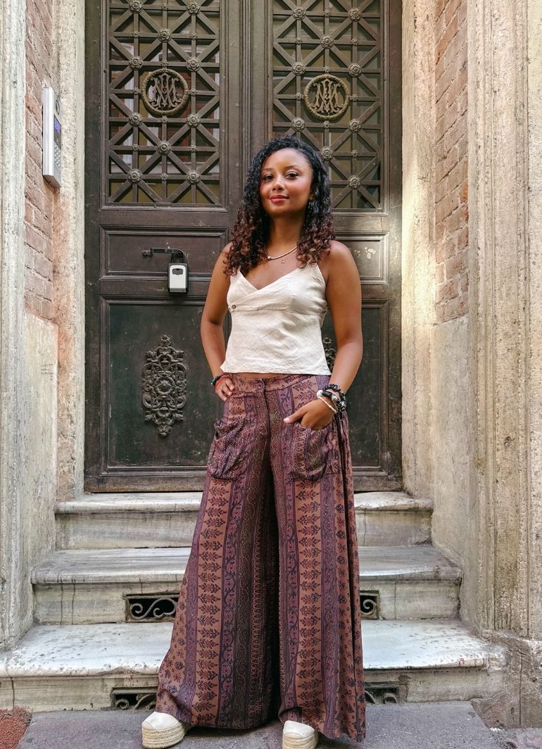 Loose Fit Pocket Detail Elba Floral Trousers