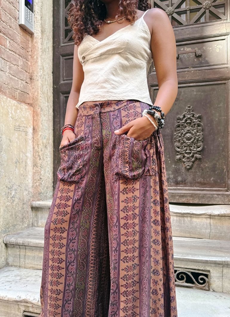 Loose Fit Pocket Detail Elba Floral Trousers