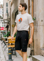 Comfortable Cut Black With Elastic Waist Men's Shorts