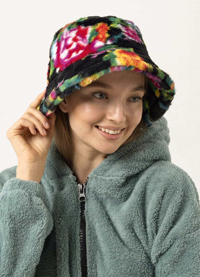 Black Floral Bucket Women's Hat