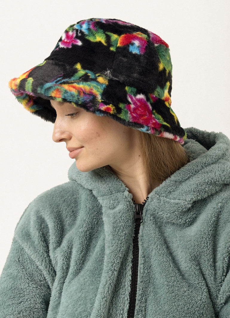 Black Floral Bucket Women's Hat