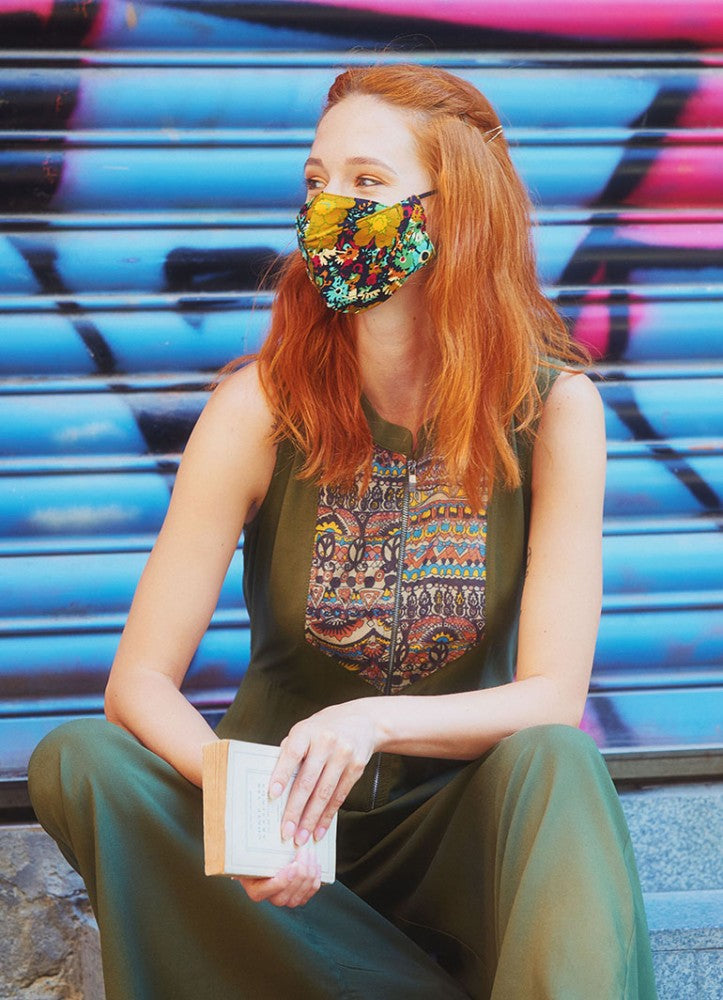 Double Layer Condiment Pattern Viscose Mask (3 Pieces )