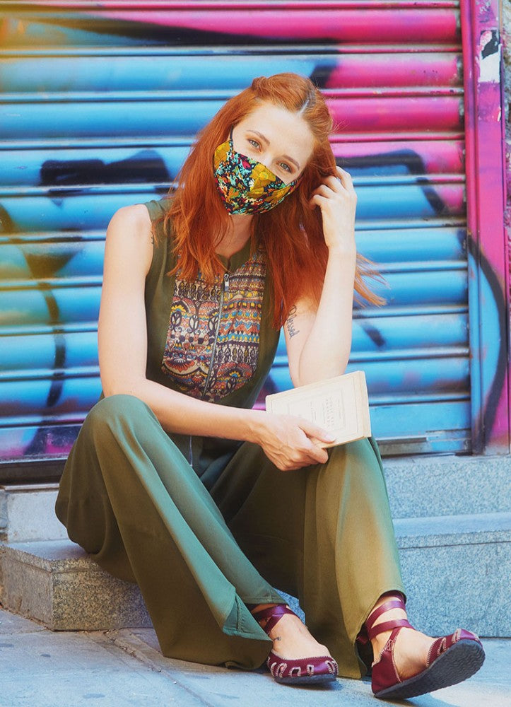 Double Layer Condiment Pattern Viscose Mask (3 Pieces )