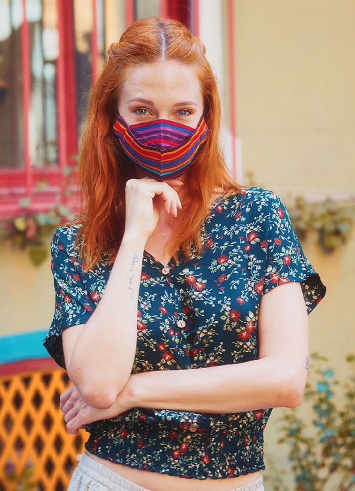 Double Layer Red Striped Cotton Mask (3 Pieces )