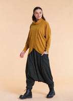 Cowl Neck Wrap Front Mustard Knit Cardigan