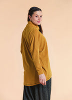 Cowl Neck Wrap Front Mustard Knit Cardigan