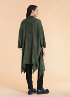 Cowl Neck Cable Knit Green Poncho Tunic