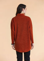 Cowl Neck Button Detail Terracotta Knit Cardigan
