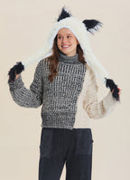 Turtleneck Mixed Knit Black Womens Sweater