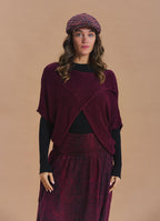 Wrap Front Half Sleeve Burgundy Knit Winter Top