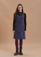 V Neck Thick Strap Purple Winter Pinafore Dress