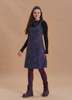 V Neck Thick Strap Purple Winter Pinafore Dress