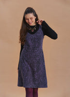 V Neck Thick Strap Purple Winter Pinafore Dress