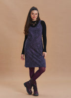 V Neck Thick Strap Purple Winter Pinafore Dress
