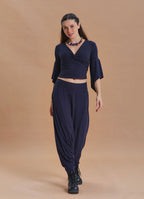 Low Rise Elasticated Crotch Navy Womens Winter Trousers