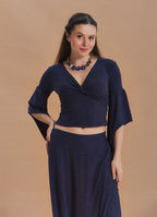 Double Breasted Half Sleeve Navy Winter Blouse