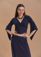 Double Breasted Half Sleeve Navy Winter Blouse