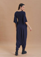 Low Rise Elasticated Crotch Navy Womens Winter Trousers