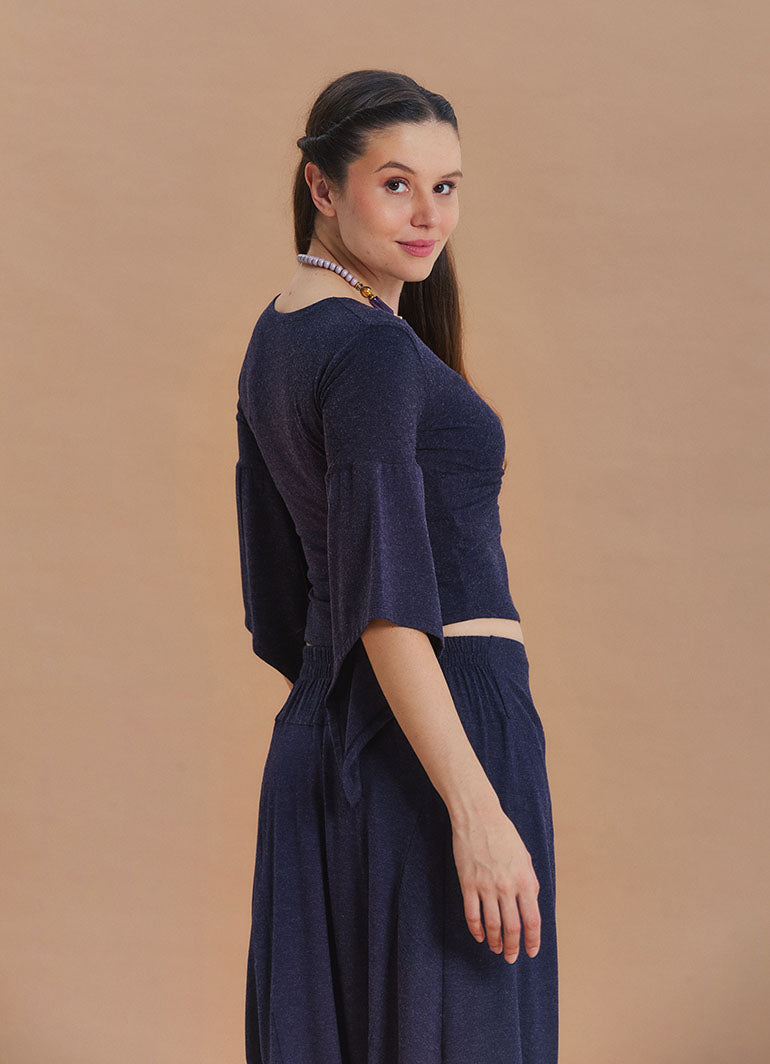 Double Breasted Half Sleeve Navy Winter Blouse