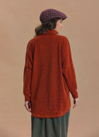 Cowl Neck Wrap Front Terracotta Knit Cardigan
