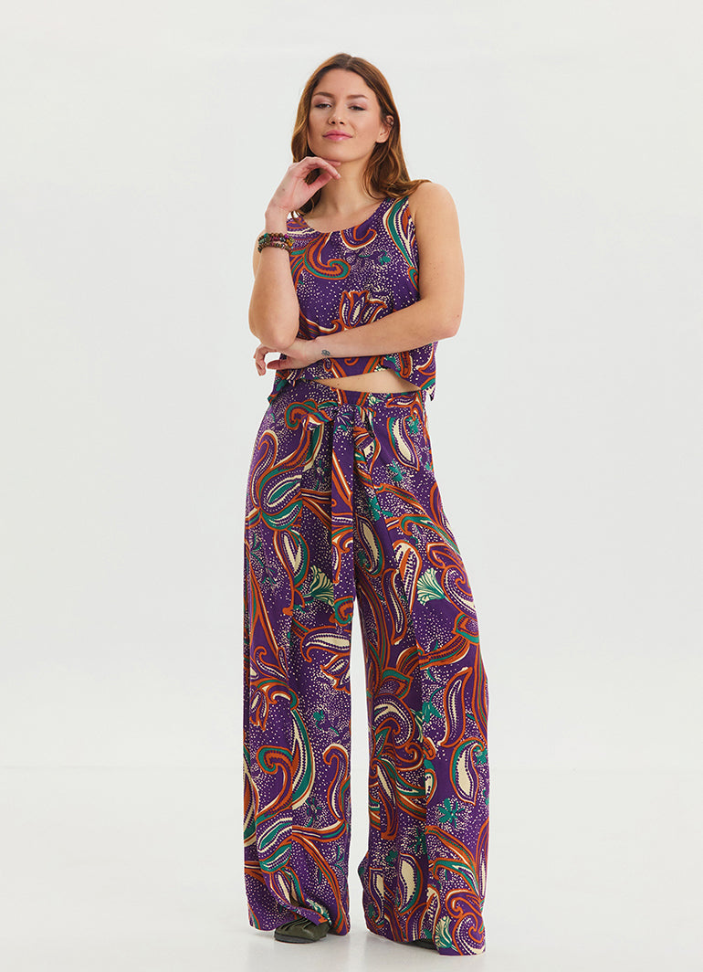 Boat Neck Backless Purple Authentic Jumpsuit 4535