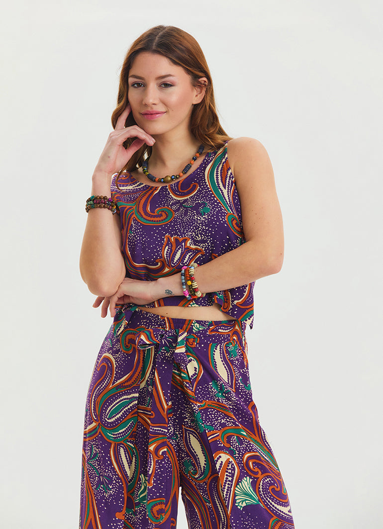 Boat Neck Backless Purple Authentic Jumpsuit 4535