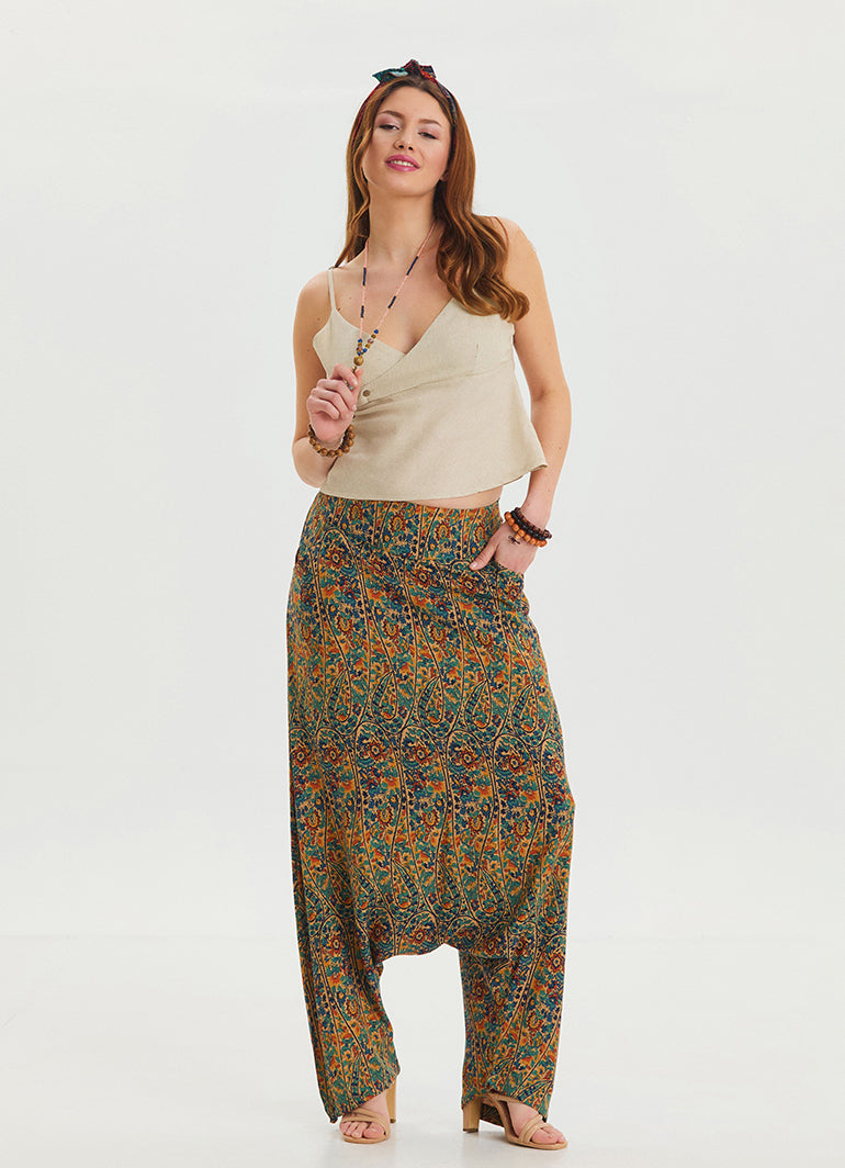 Petrol Ethnic Shalwar with Pocket Detail and Laced Legs 4476