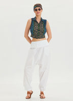 White Bohemian Shalwar with Belt Detail and Pocket 4467