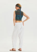 White Bohemian Shalwar with Belt Detail and Pocket 4467