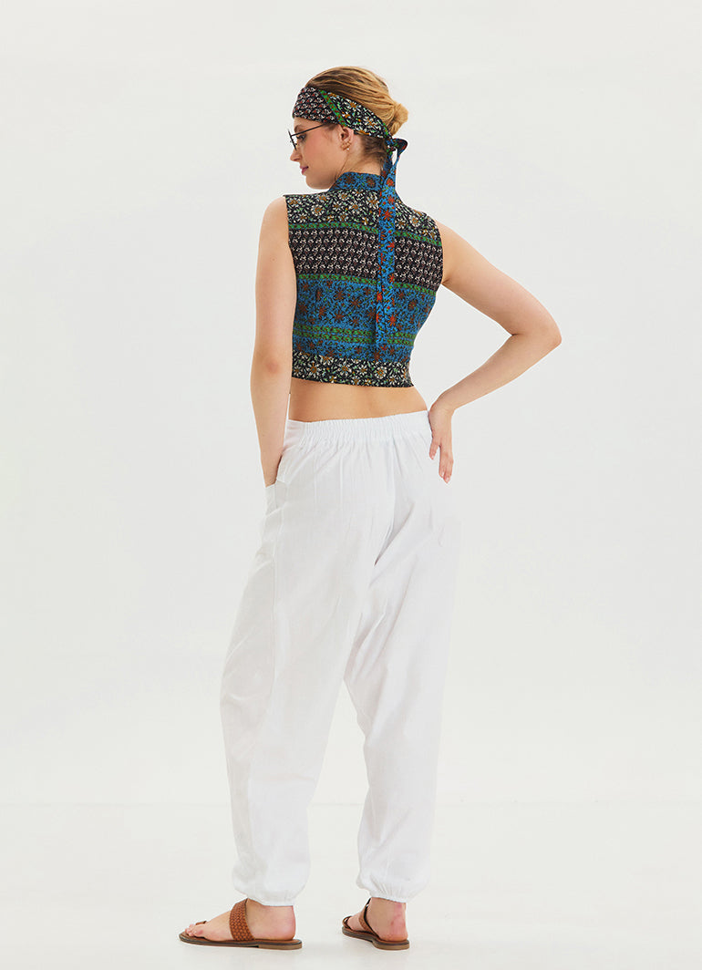 White Bohemian Shalwar with Belt Detail and Pocket 4467