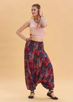 Red Bohemian Shalwar with Elastic Waist and Gipe Detail 4536