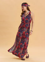 V Neck Slit Red Long Dress 4645