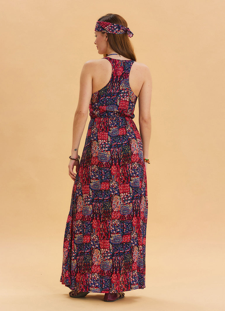 V Neck Slit Red Long Dress 4645