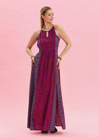 Halter Neck Slit Detailed Purple Long Dress 4610