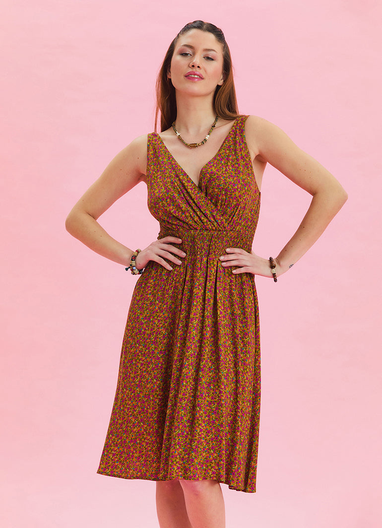 V Neck Robe Olive Authentic Dress 4516