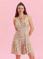 Thin Strap Button Detailed Beige Summer Jumpsuit 4568