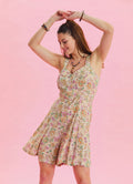 Thin Strap Button Detailed Beige Summer Jumpsuit 4568
