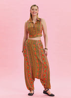 Orange Ethnic Shalwar with Pocket Detail and Laced Legs 4477