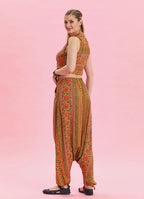 Orange Crop Blouse with Shirt Collar Button Detail 4629