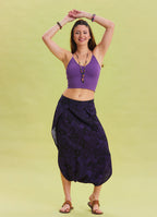 Purple Bohemian Shalwar with Elastic Waist and Low Crotch 4543