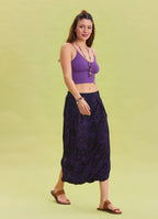 Purple Bohemian Shalwar with Elastic Waist and Low Crotch 4543