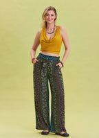 Navy Blue Harem Trousers with Elastic Waist Belt Detail 4572
