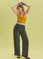 Navy Blue Harem Trousers with Elastic Waist Belt Detail 4572