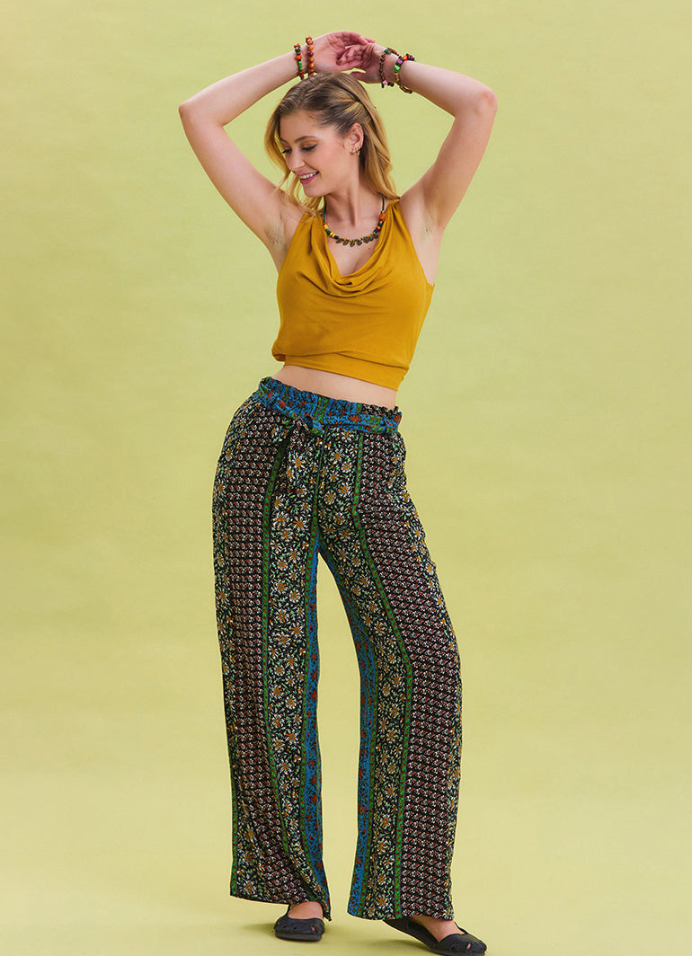 Navy Blue Harem Trousers with Elastic Waist Belt Detail 4572