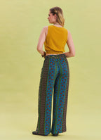 Navy Blue Harem Trousers with Elastic Waist Belt Detail 4572