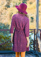 Shirt Collar Button Detailed Lace Purple Flannel Dress 4698