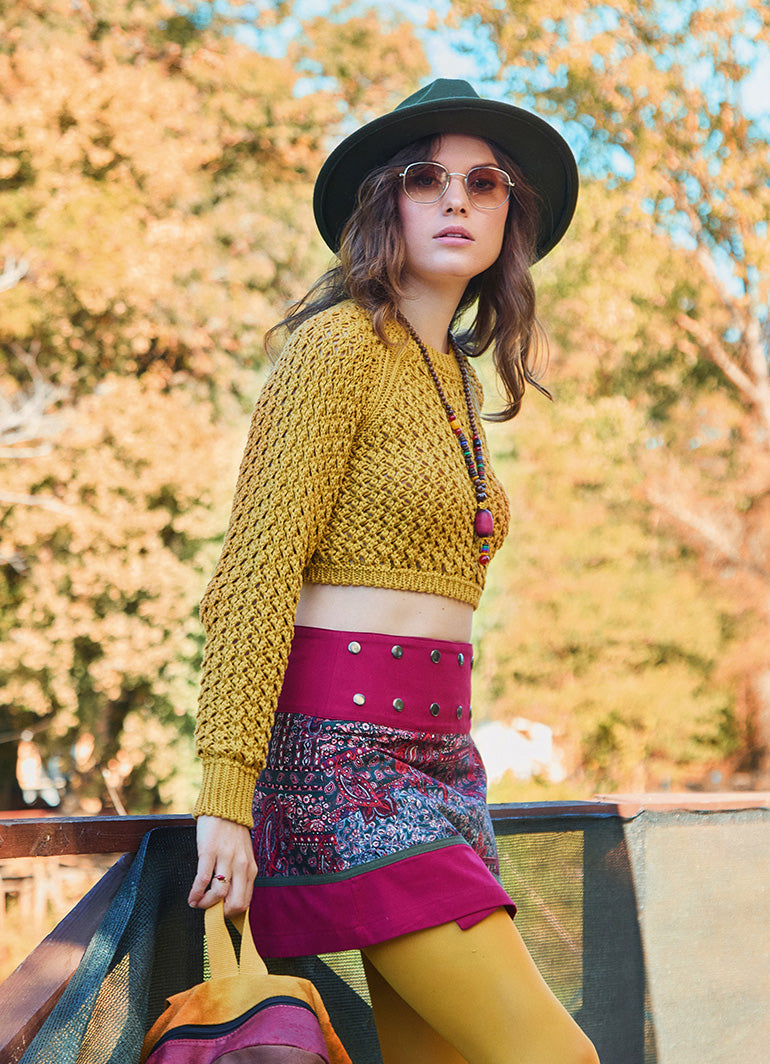 Mustard Womens Knitwear with a Low Cut Back 4745