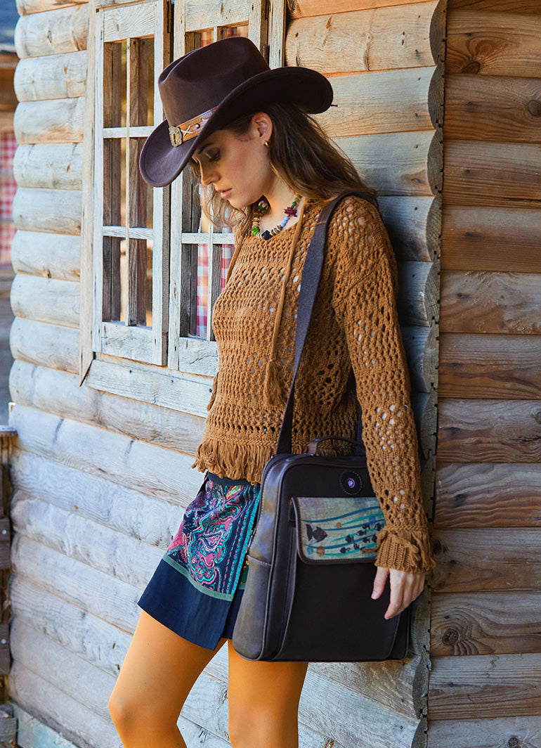 Snap Front Pocket Patchwork Wrapped Black Ethnic Skirt 4686
