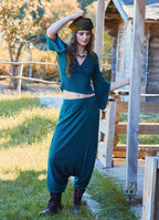 Low Rise Elasticated Crotch Green Womens Casual Trousers 4717
