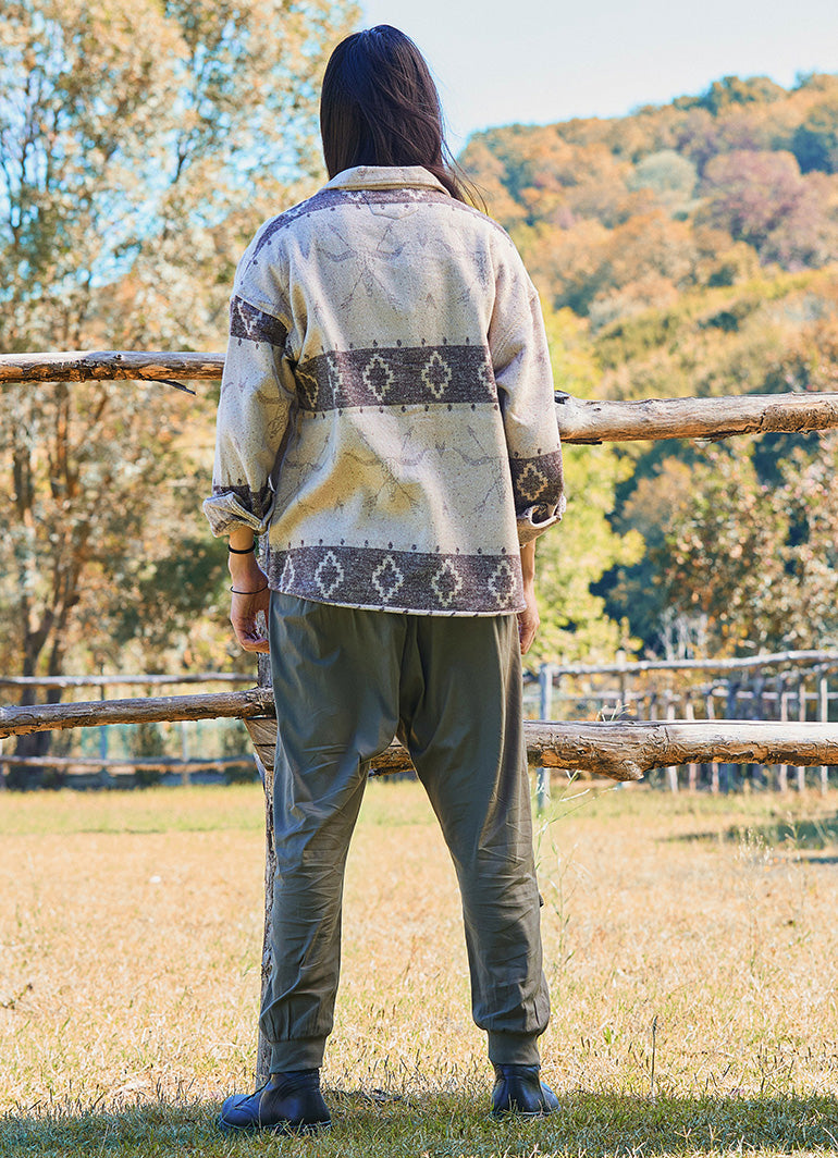 Rope Detailed Buttoned Elastic Waist Mens Earth Trousers 4780